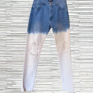 Upcycled Distressed Blue Denim Jeans Size 30